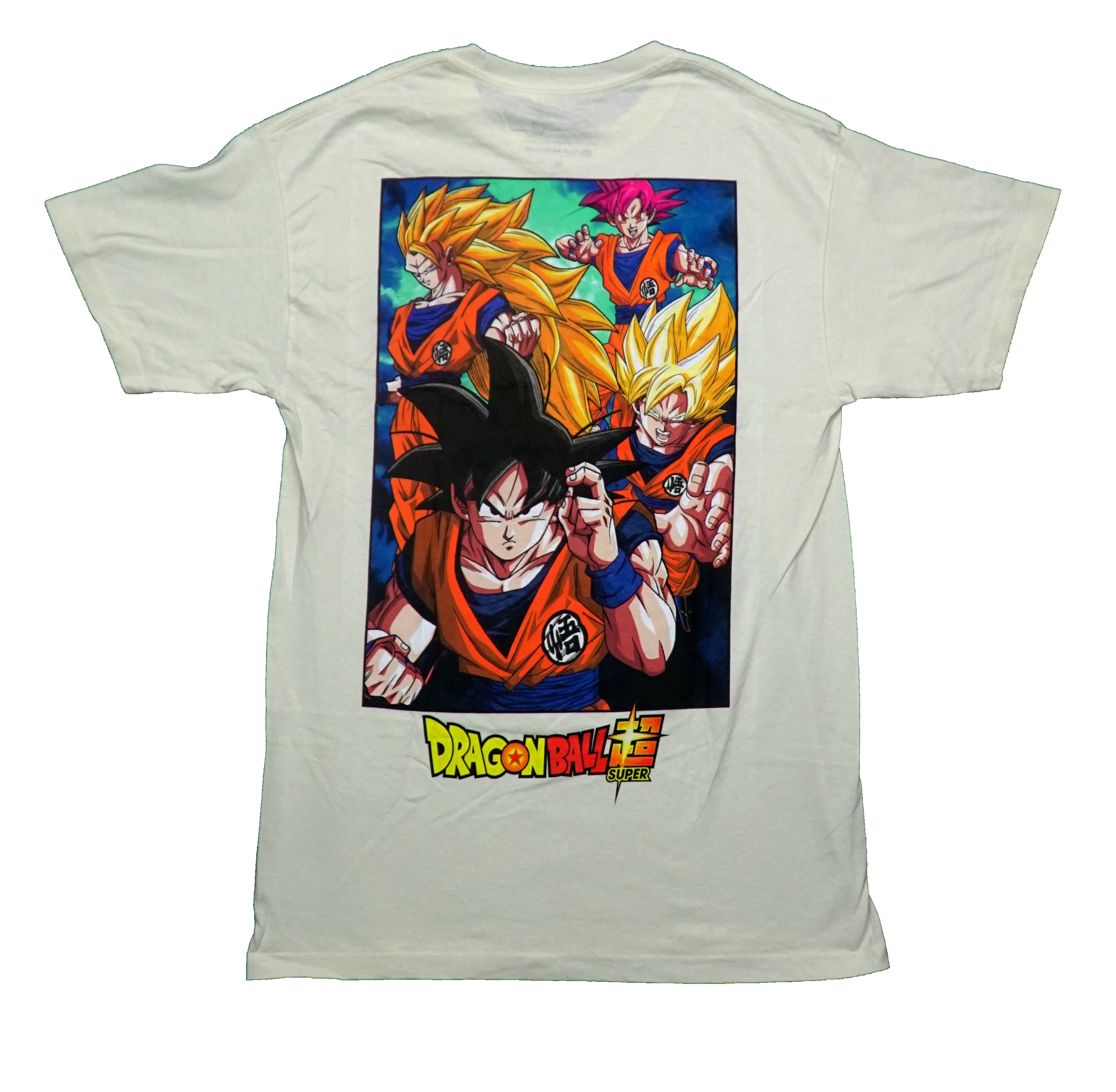 Dragon Ball Z Mens T-Shirt - Lapel Logo Colorful Cast of Characters On Back