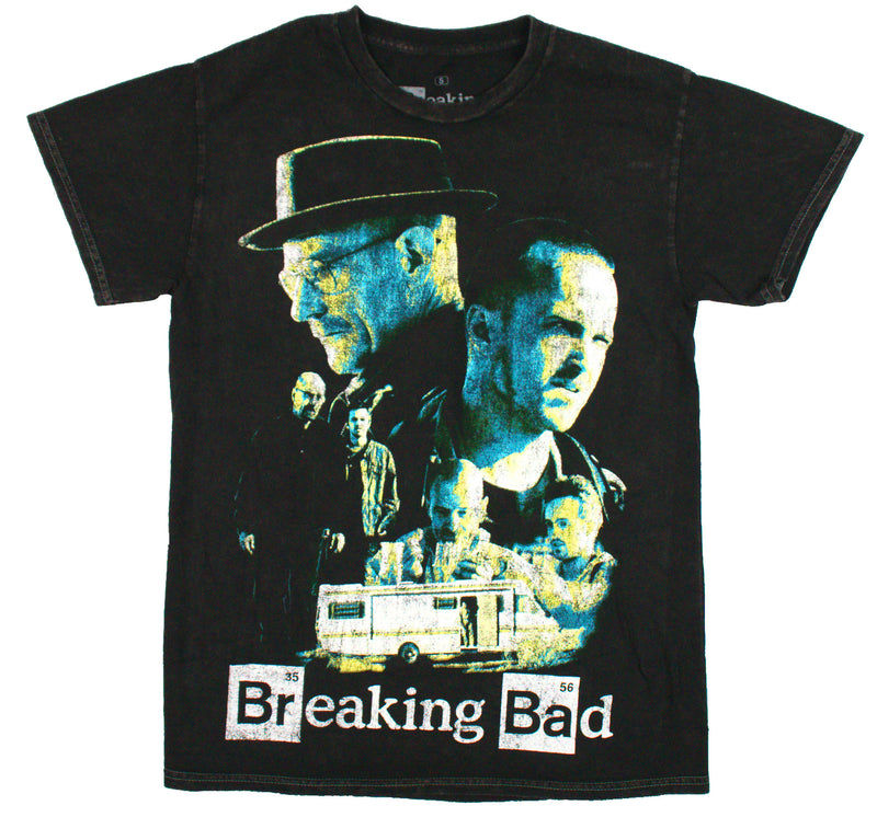 Breaking Bad Mens T-Shirt - Front & Back Cast Images Oversize Print