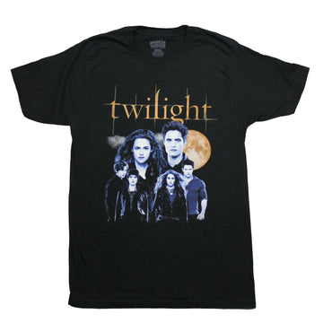 Twilight Mens T-Shirt - Blue Tint Vampires Cast Standing by Moon