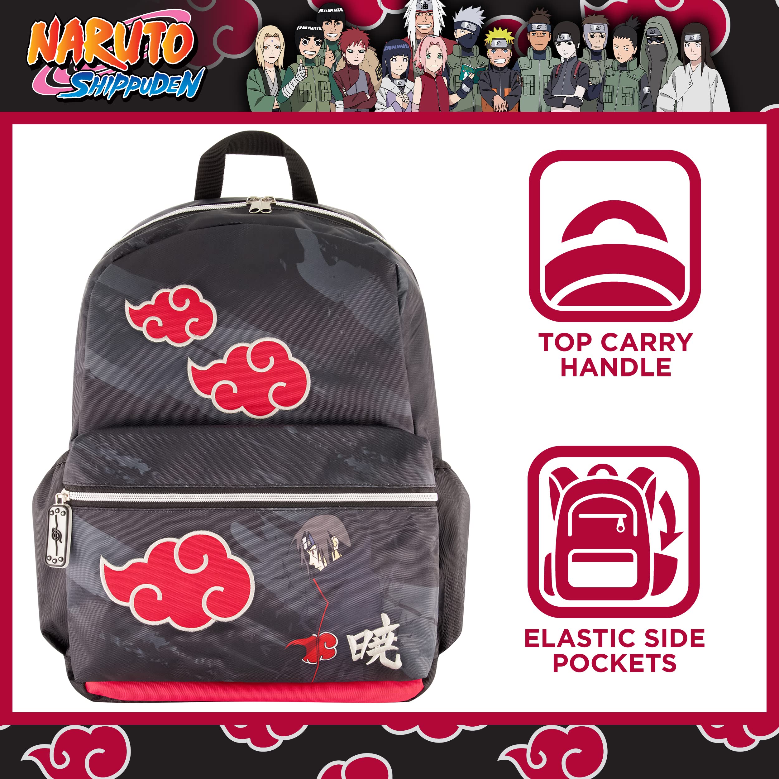 Naruto 13 Inch Sleeve Laptop Backpack, Padded Computer Bag for Commute or Travel, Akatsuki Itachi, One Size