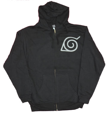 Naruto Shippuden Mens Zip Up Hoodie -  Attacking Naruto Back Logo Lapel