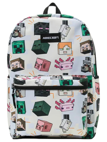 Minecraft All Over Creeper Character Print 17" Backpack with Laptop Sleeve