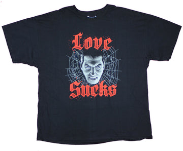 Dracula Mens T-Shirt- Classic Dracula Love Sucks Face Image