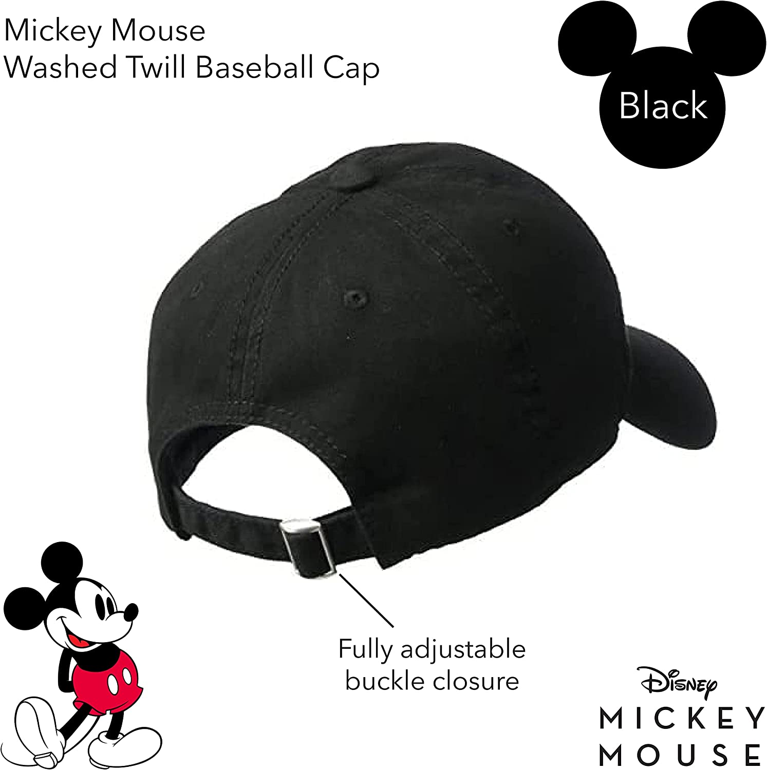 Disney Mickey Mouse Embroidered Cotton Adjustable Dad Hat with Curved Brim