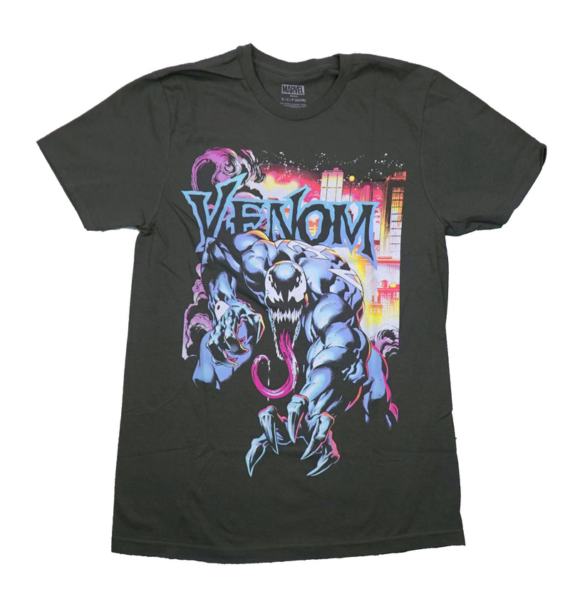 Venom Men T-Shirt, - Pastel City Aflame Under Name - Inmyparentsbasement.com