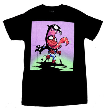 Spider-man Mens T-Shirt - Skottie Young Venom Swallowing Spidey