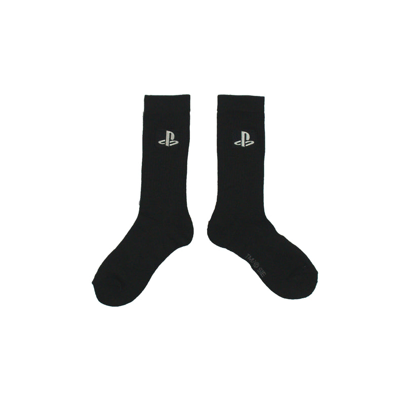 Playstation Solid White logo only Men's Crew sock