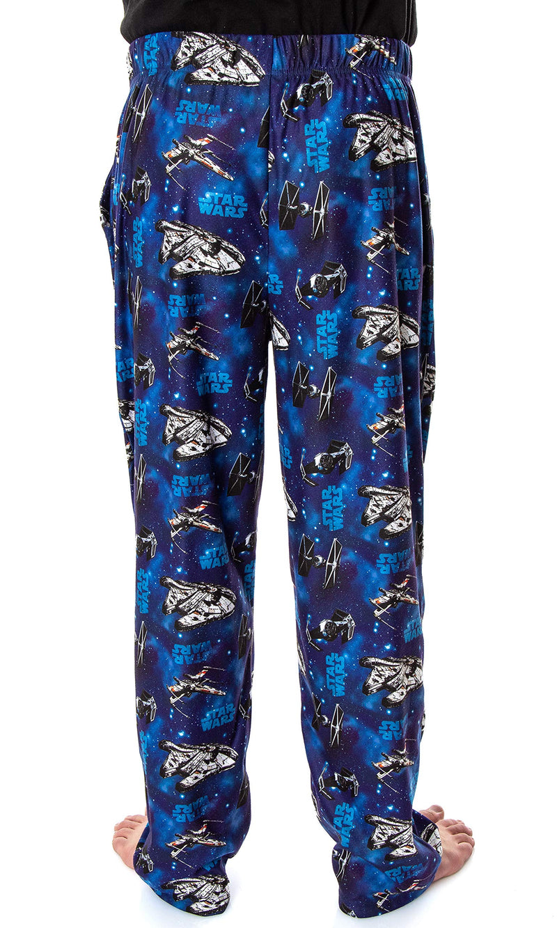 Star Wars Men's Millennium Falcon X-Wing Tie Fighter Allover Pattern Adult Sleep Lounge Pajama Pants