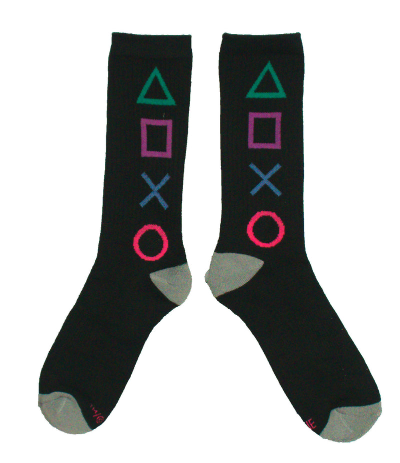 Playstation Black Classic Large Buttons Men's Crew sock
