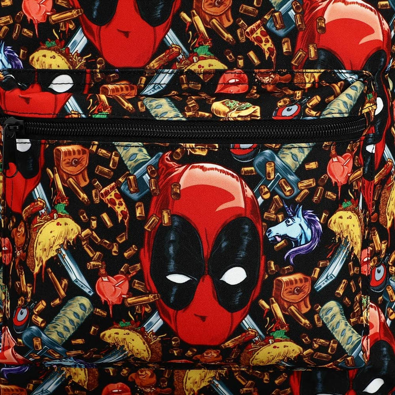Marvel Comic Book Deadpool Junk Food Collage Tech Backpack