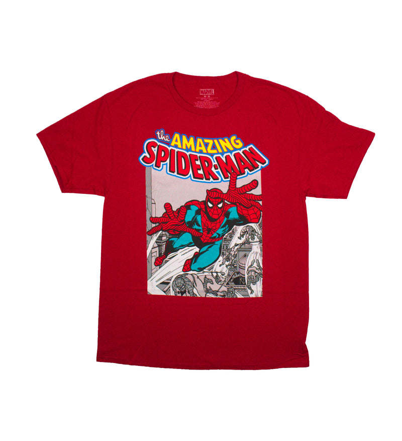 Spider-Man Mens T-Shirt - Full Color Spider-Man Over Grayscale Versions