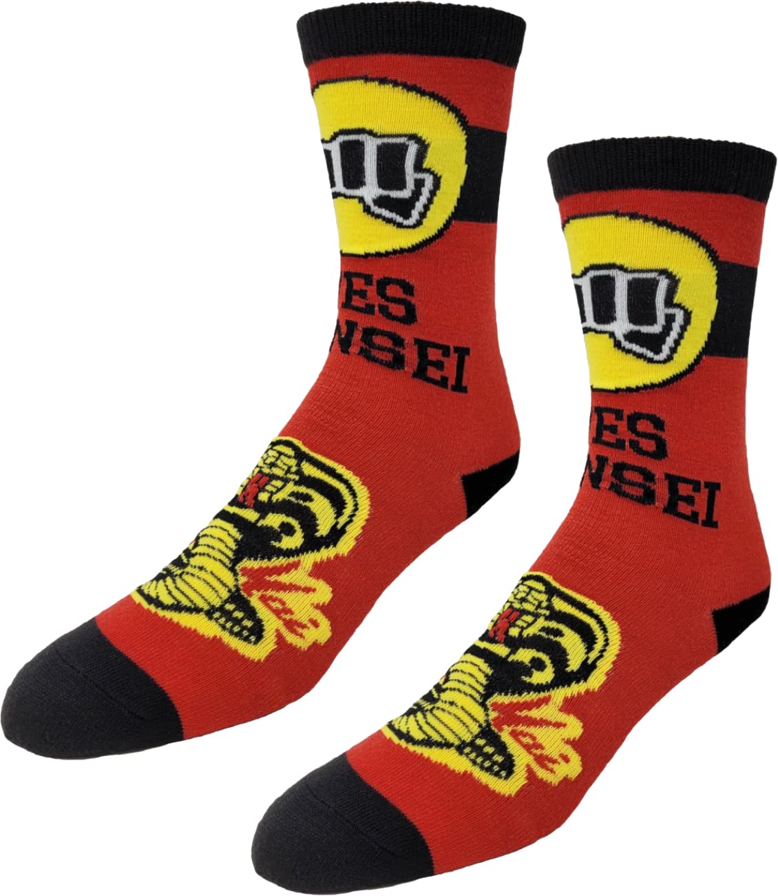 Ripple Junction Cobra Kai Adult Crew Socks Yes Sensei Dojo Logo Officially Licensed 2 Pack