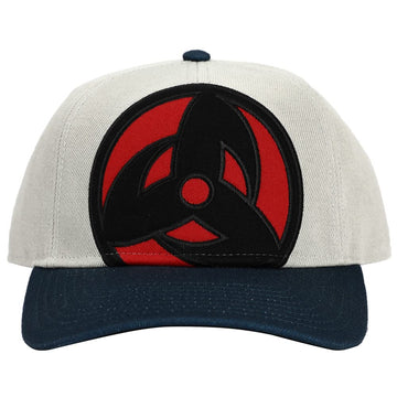 Bioworld, Naruto Anime Kakashi Sharingan Character Billboard Logo Embroidered Snapback Hat for Men White