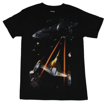 Star Wars Mens T-Shirt - Naboo Fighter Space Battle Image