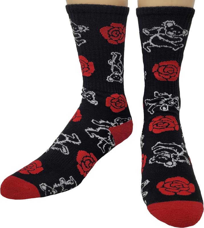 Ripple Junction Grateful Dead Adult Crew Socks Dancing Bears and Roses Officially Licensed
