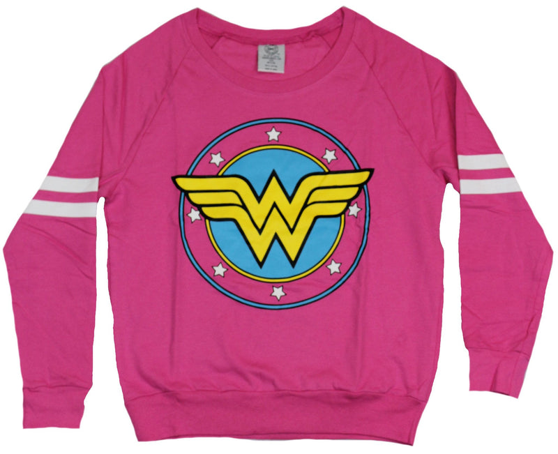 Wonder Woman Long Sleeve Girls Juniors T-Shirt - Classic Starred Circle WW Logo