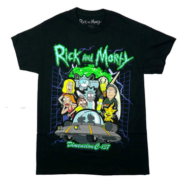 Rick and Morty Mens T-Shirt - Cast over Spaceship Dimension C-137
