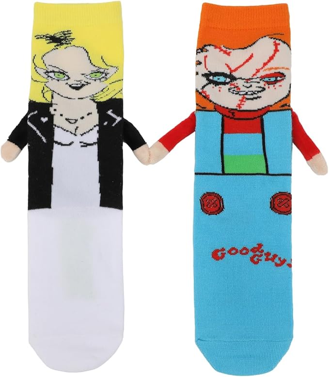 Bioworld Chucky & The Bride Of Chucky Women's Casual Crew Magnetic Hand Holding Socks - Inmyparentsbasement.com