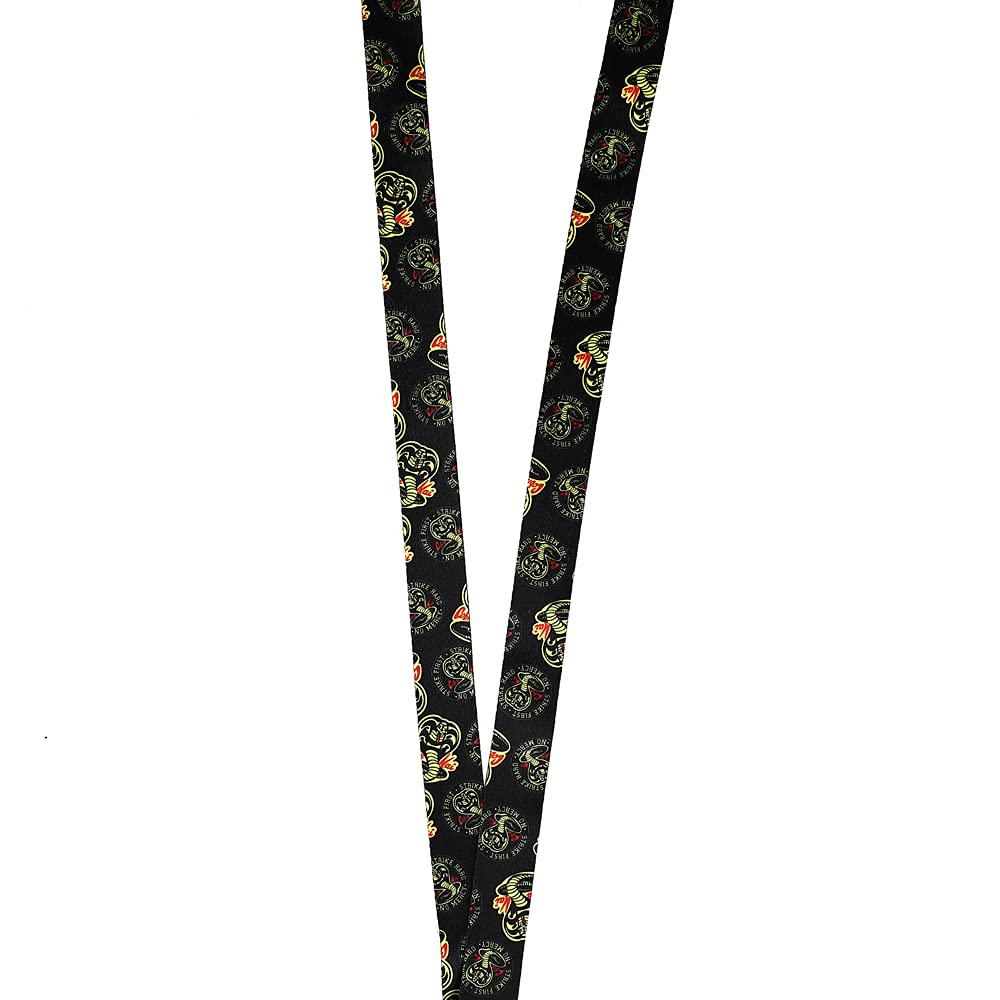 Cobra Kai Strike First, Strike Hard, No Mercy Lanyard with Rubber Charm