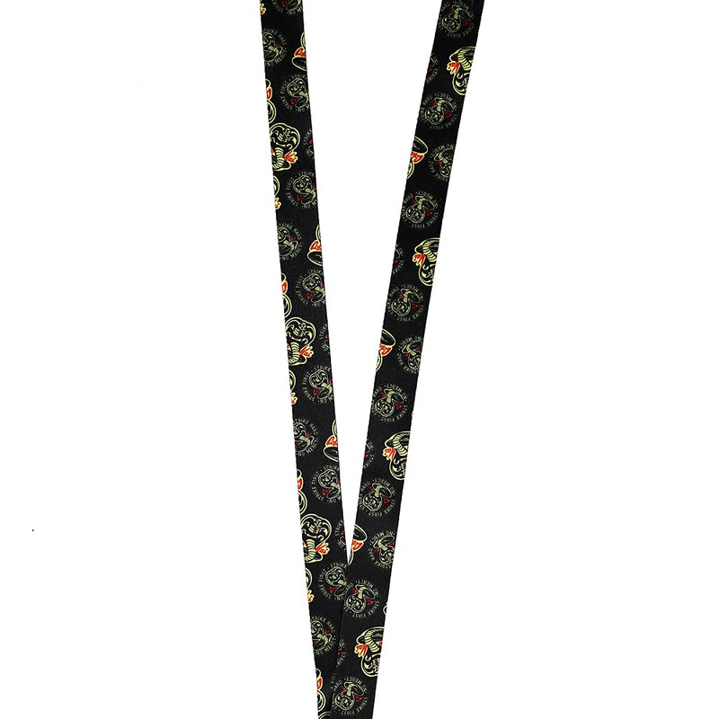 Cobra Kai Strike First, Strike Hard, No Mercy Lanyard with Rubber Charm