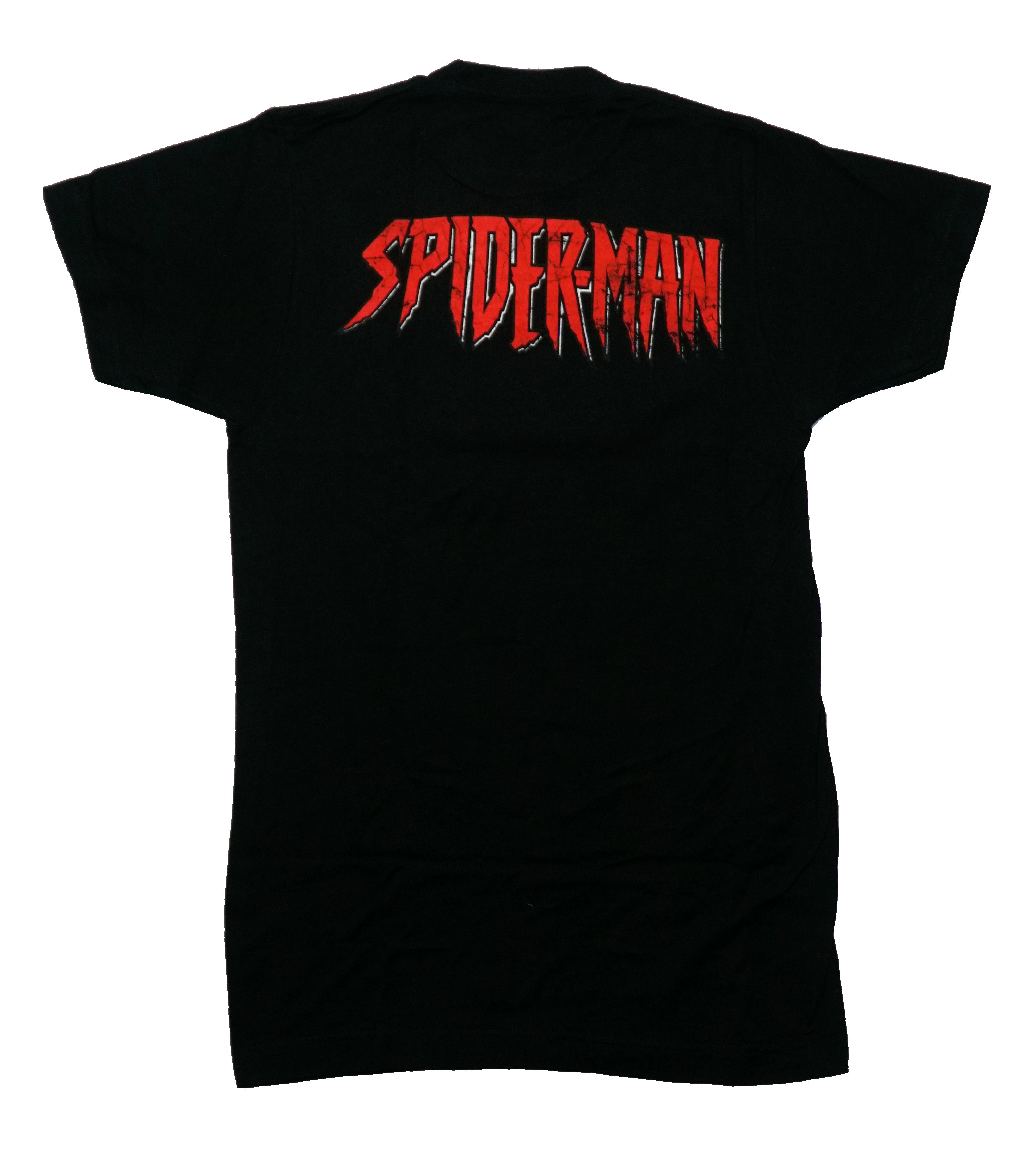 Spider-Man Mens T-Shirt - Distressed Stomping on Vertical Name Back
