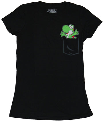 Super Mario Brothers Girls Juniors T-Shirt - Got a pocket Full Of Yoshi Image