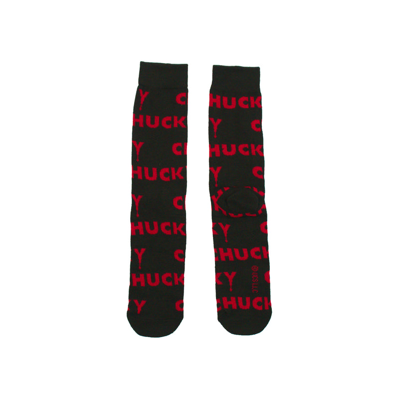 Child's Play "CHUCKY" Name all over black Men's Crew sock