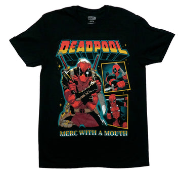 Deadpool Mens T-Shirt  - Merc With A Mouth 90s 3 Poses
