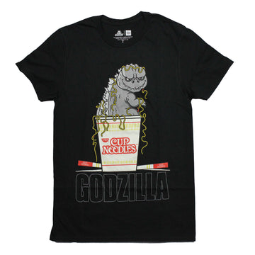 Godzilla  Mens T-Shirt - Sitting in Cup Noodles