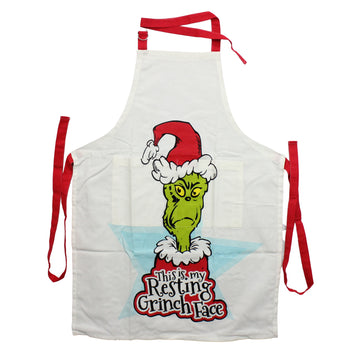 Dr. Seuss Stole Christmas Resting Grinch Face Kitchen Cooking Apron, 24 x 36 Inch
