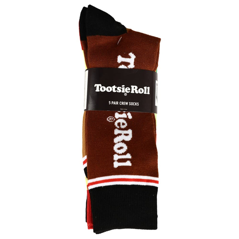 Bioworld Chocolate Tootsie Roll Pops Candy Labels Casual fun Crew Socks for Boys 5-Pack