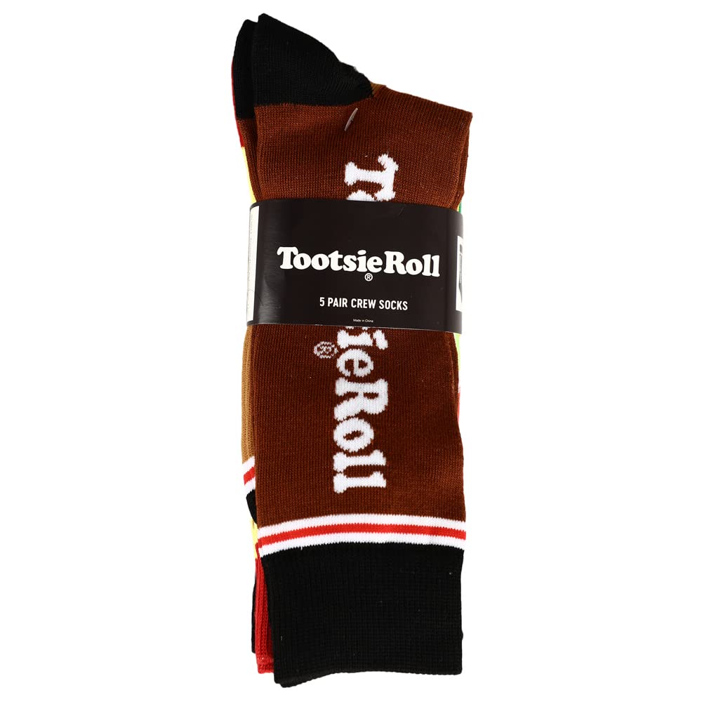 Bioworld Chocolate Tootsie Roll Pops Candy Labels Casual fun Crew Socks for Boys 5-Pack