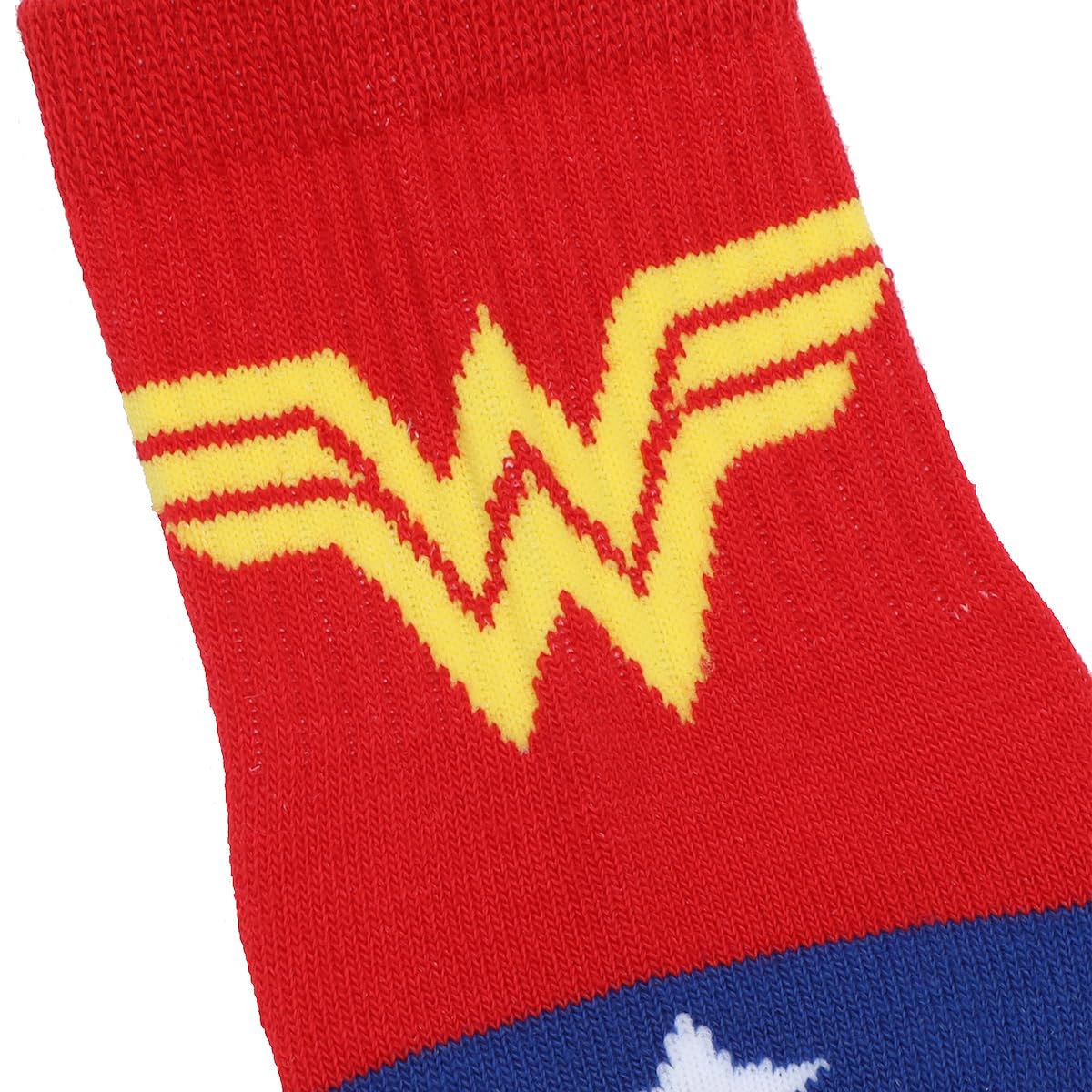 Bioworld Wonder Woman Logo Red White and Blue Athletic 3-Pack Quarter Crew Ankle Socks