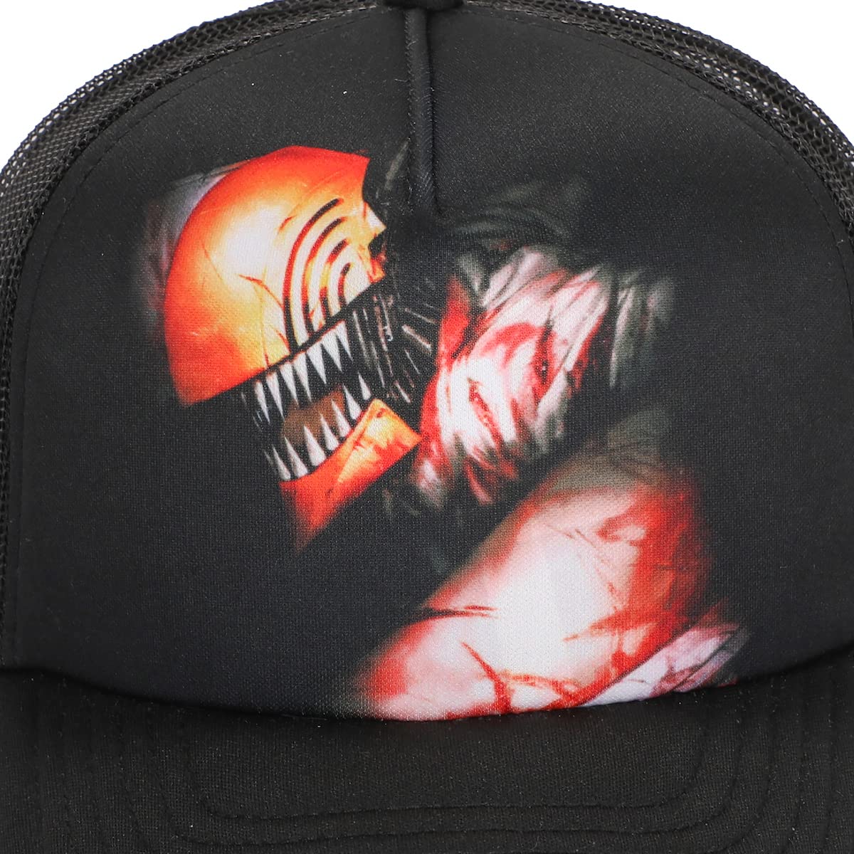 Bioworld Chainsaw Man Logo & Pochita Men's Black Precurve Snapback Hat