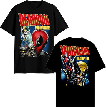 Deadpool & Wolverine Mens T-Shirt - Wolvy & Pool Reflect Upon Each Other 2 Sides