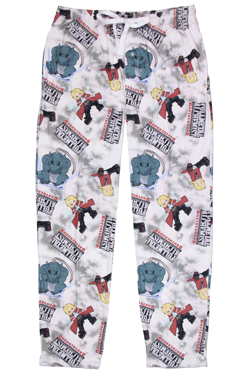 Fullmetal Alchemist Brotherhood Anime Men's Edward Alphonse and Title All Over Print Pajama Pants Adult Sleep Bottoms