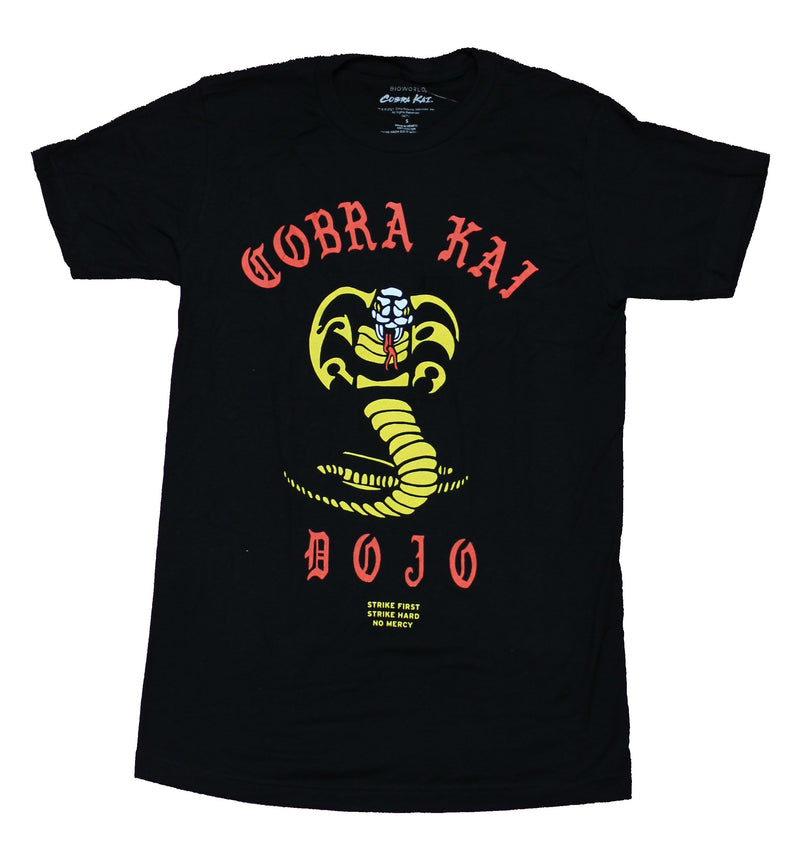 Cobra Kai Mens  T-Shirt - Dojo Cobra Logo Strike Hard Strike Fast No Mercy