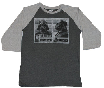 Star Wars 3/4 Sleeeves Mens T-Shirt -  Darth Vader Mug Shot Image