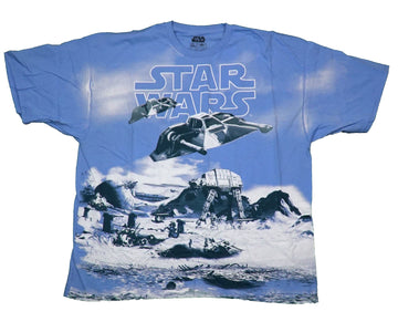 Star Wars Mens T-Shirt - Sublimation Battle At-At Walking Below Fighters