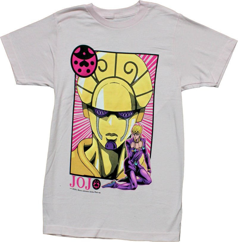 Jojo's Bizarre Adventure Mens T-Shirt - Giorno Pose Under Golden Mask - Inmyparentsbasement.com