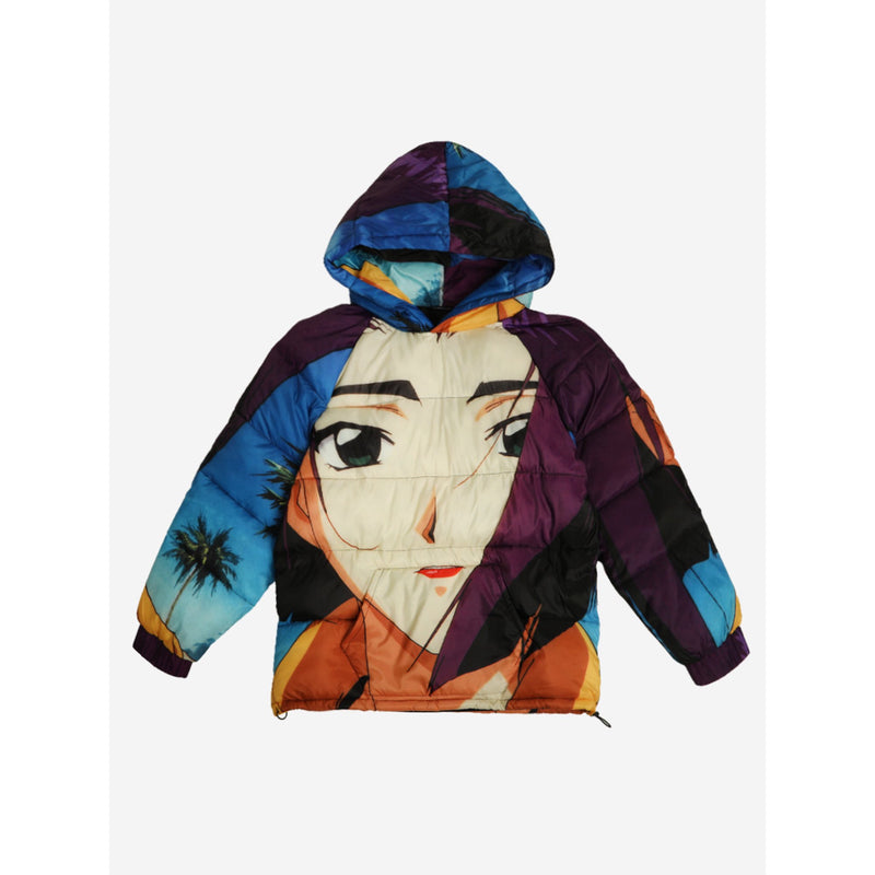 Cowboy Bebop Faye Valentine Face Men's anime puffer pull-over hoodie