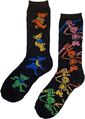 Ripple Junction Grateful Dead 2 Pack Dancing Bears and Skeletons Adult Crew Socks