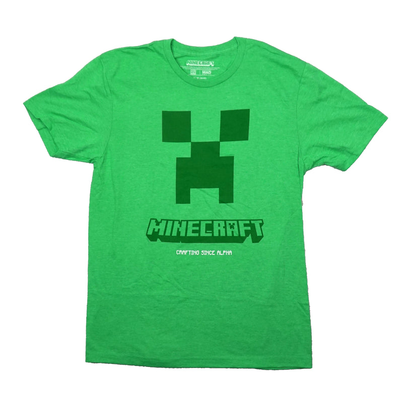 Minecraft Mens T-Shirt - Crafting Since Alpha Creeper Face Image