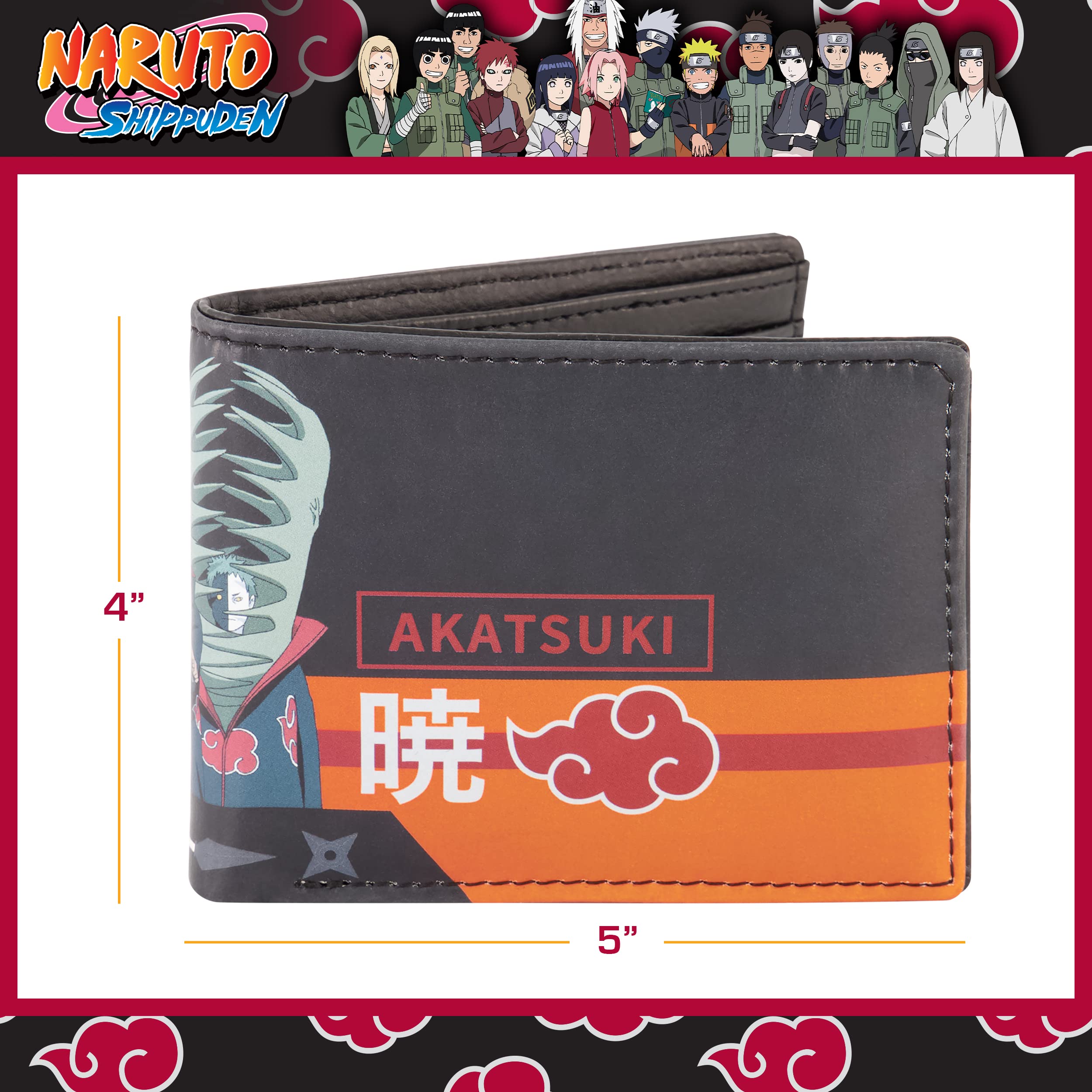 Naruto Bifold Wallet, Slim Wallet with Decorative Tin for Men and Women, Multi