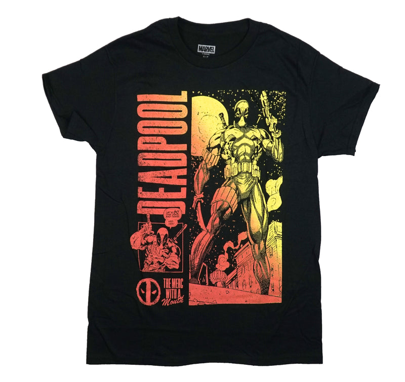 Deadpool Mens T-Shirt - Yellow-Orange Image The Merc With A Mouth