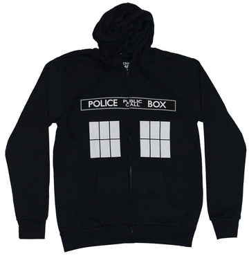 Doctor Who Mens Hoodie - Police Call Box Time Machine Allover Front