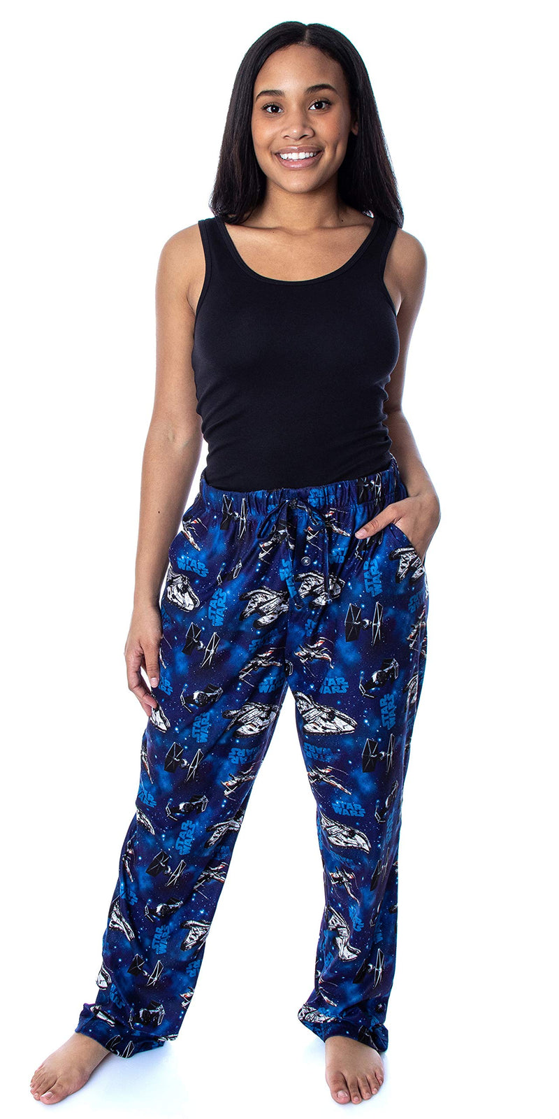 Star Wars Men's Millennium Falcon X-Wing Tie Fighter Allover Pattern Adult Sleep Lounge Pajama Pants