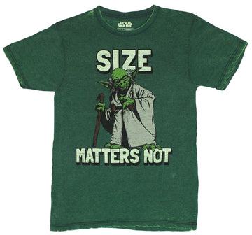 Star Wars Mens T-Shirt - "Size Matters Not" Hand Treated Vivd Color Yoda Image