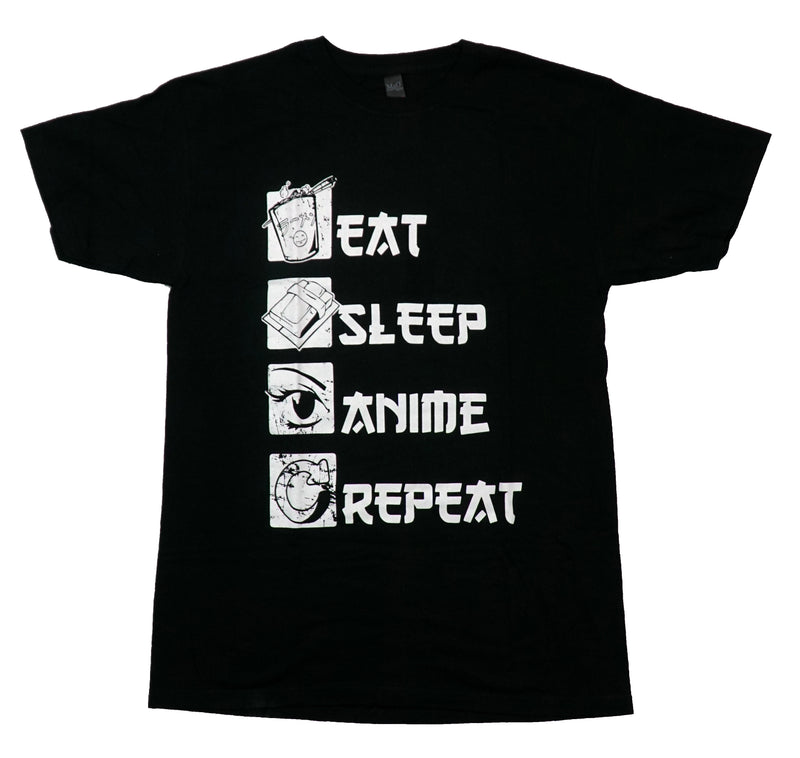 Anime Mens T-Shirt - Eat, Sleep, Anime, Repeat Along Symbols