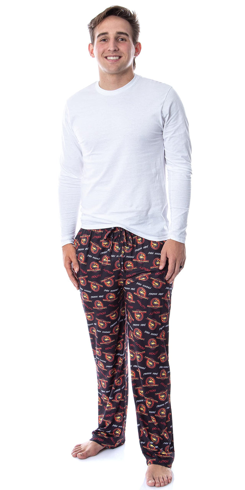 INTIMO Mortal Kombat Mens' Dragon Finish Him Fatality Sleep Pajama Pants